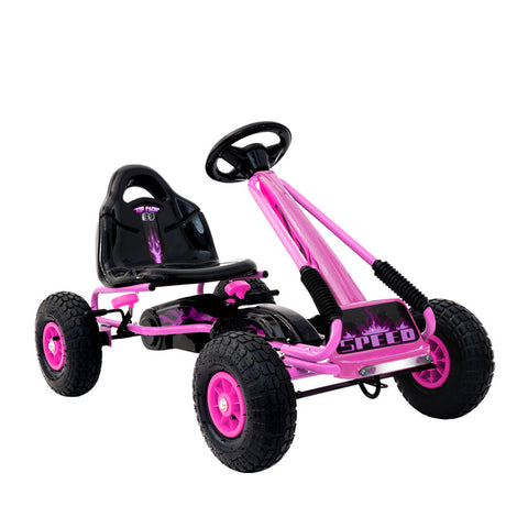 Rigo Kids Pedal Go Kart Ride On Toys Racing Car Rubber Tyre Pink Kids Ride On Toys