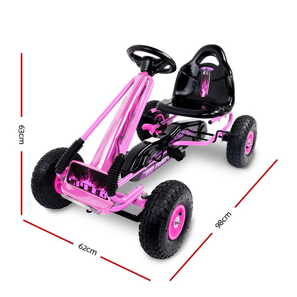 Rigo Kids Pedal Go Kart Ride On Toys Racing Car Rubber Tyre Pink Kids Ride On Toys
