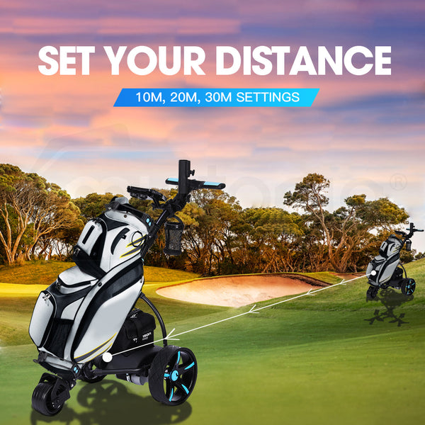 Thomson Golf Buggy Electric Trolley Automatic Motorised Foldable Cart Led Black Golf Carts