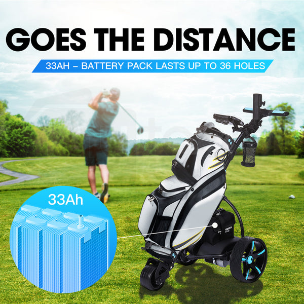 Thomson Golf Buggy Electric Trolley Automatic Motorised Foldable Cart Led Black Golf Carts