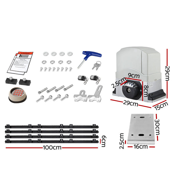 Automatic Sliding Gate Opener Kit Keypad 4M 1200Kg Gate Openers