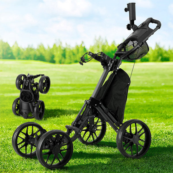 Everfit Golf Buggy Foldable Trolley Cart Wheels Umbrella Bottle Holder Golf Carts