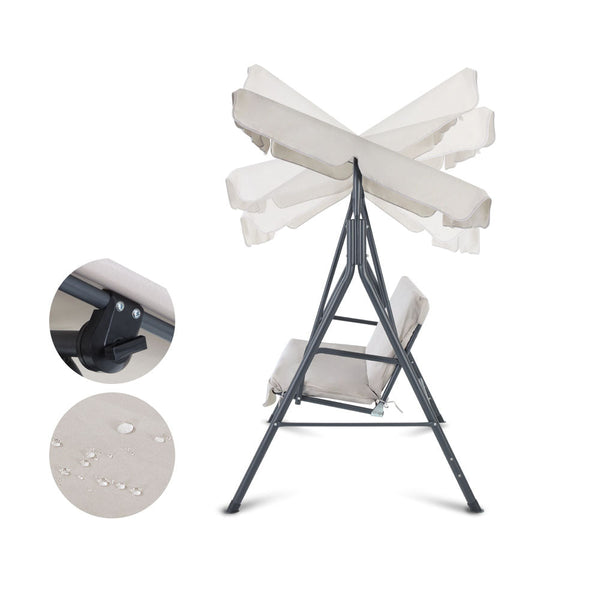 Gardeon Outdoor Swing Chair Garden Bench Furniture Canopy 3 Seater Beige Swing Seats