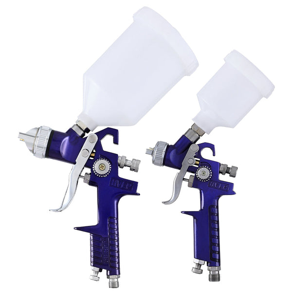 Giantz 2Pc Hvlp Spray Gun Paint Gravity Feed 0.8Mm 1.4Mm Nozzles Included Paint Sprayers