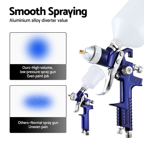 Giantz 2Pc Hvlp Spray Gun Paint Gravity Feed 0.8Mm 1.4Mm Nozzles Included Paint Sprayers