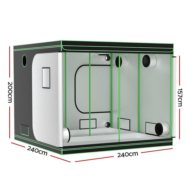 Green Fingers Grow Tent Kits 240X240x200cm Hydroponics Indoor Grow System Black Grow Tents Dry Racks & Shelves