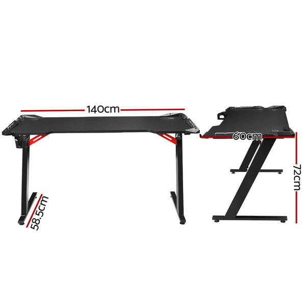 Artiss Gaming Desk Computer Desks Led Light 140Cm Home Office Desks
