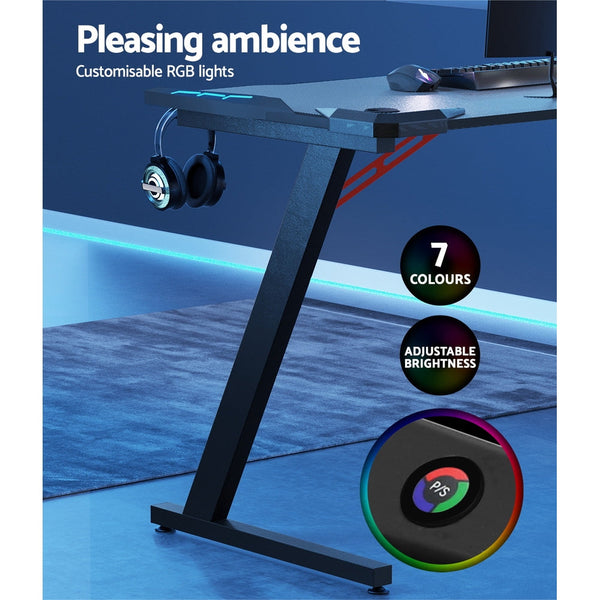 Artiss Gaming Desk Computer Desks Led Light 140Cm Home Office Desks