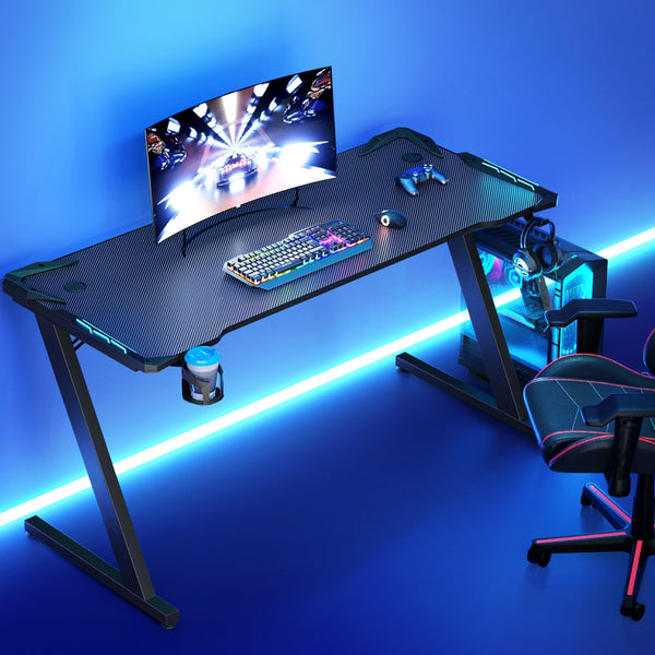 Artiss Gaming Desk Computer Desks Led Light 140Cm Home Office Desks