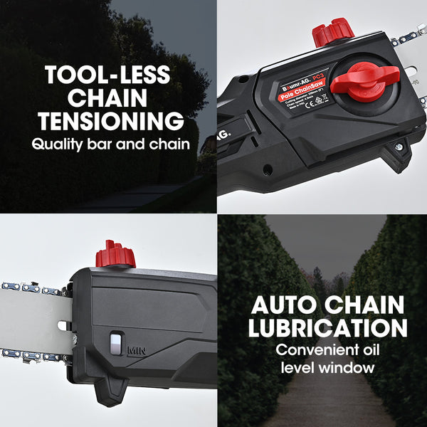 Baumr Ag Baumr Ag 20V Sync Cordless Pole Saw & Hedge Trimmer Combo 8 Inch Chainsaw Pruner Telescopic Handle With Battery And Charger Kit Hedge Trimmer