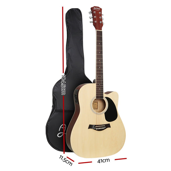Alpha 41 Inch Acoustic Guitar Equaliser Electric Output Cutaway W/ Stand Wood Acoustic Guitars