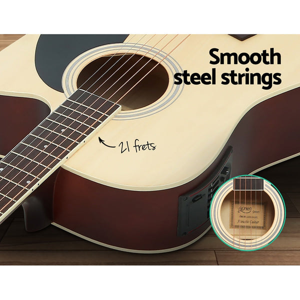 Alpha 41 Inch Acoustic Guitar Equaliser Electric Output Cutaway W/ Stand Wood Acoustic Guitars