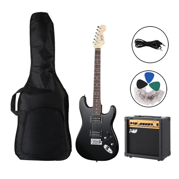 Alpha Electric Guitar Music String Instrument 20W Amplifier Black Electric Guitars