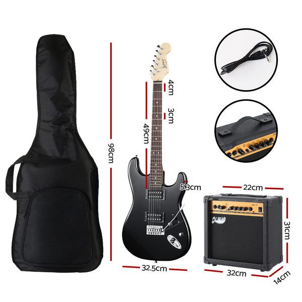 Alpha Electric Guitar Music String Instrument 20W Amplifier Black Electric Guitars