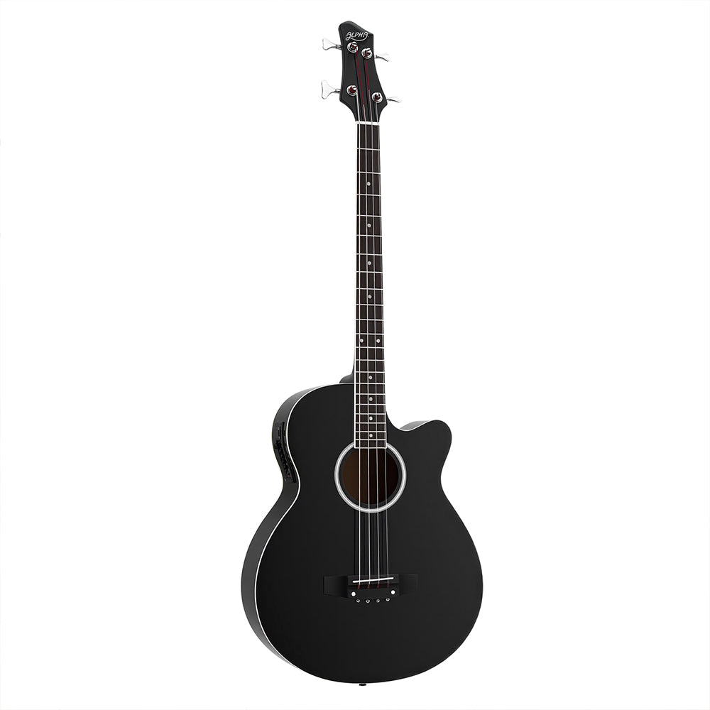Alpha 43" Acoustic Bass Guitar Black 4 Band Eq Acoustic Guitars