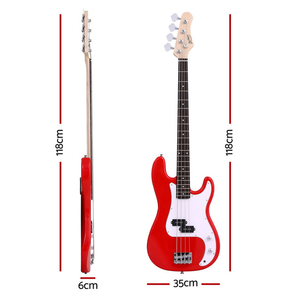 Alpha Electric Guitar Bass 47 Inch Red Electric Guitars