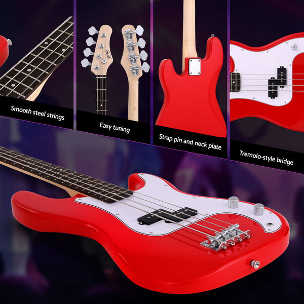 Alpha Electric Guitar Bass 47 Inch Red Electric Guitars