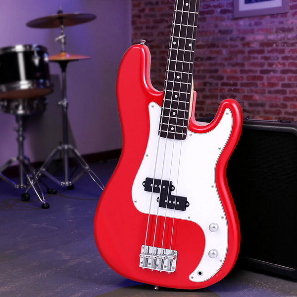 Alpha Electric Guitar Bass 47 Inch Red Electric Guitars