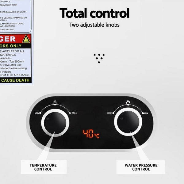 Devanti Portable Gas Water Heater Outdoor Camping Shower White Water Heaters