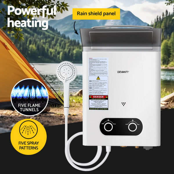 Devanti Gas Water Heat Er Lpg Powered System White With Pump Water Heaters