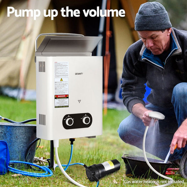 Devanti Water Pump 12V Pressure Shower 4L/Min Water Pumps & Pressure Tanks