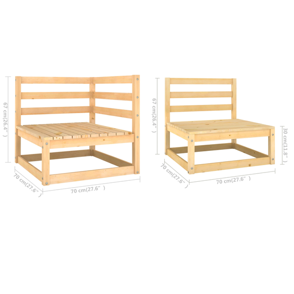 Garden 3 Seater Sofa Solid Pinewood Patio Furniture Sets