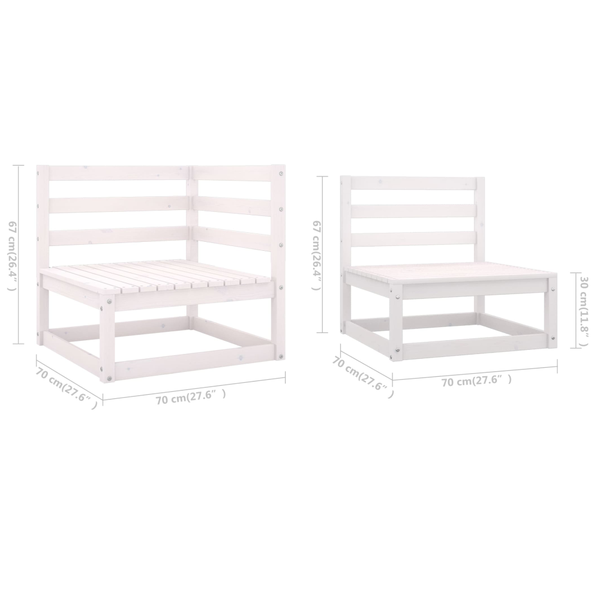 Garden 3 Seater Sofa White Solid Pinewood Patio Furniture Sets