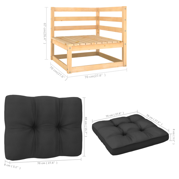 Garden Corner Sofa With Anthracite Cushions Solid Pinewood Patio Chairs