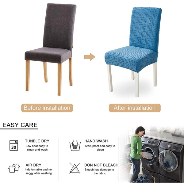 Dark Grey Micro Knitted Chair Cover For Dining Room Kitchen Wedding Hotel Banquet Slipcovers