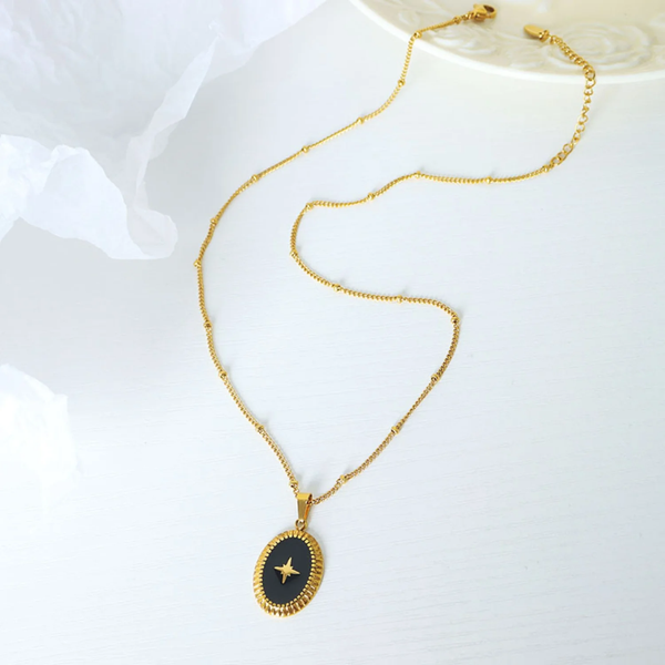 Geometric Jewelry Dripping Oil Star Elliptical Titanium Steel Pendant Necklace Necklaces & Pendants