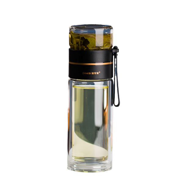 Glass Water Bottle With Tea Infuser Filter Separation Double Wall Leakproof Tea Infusers