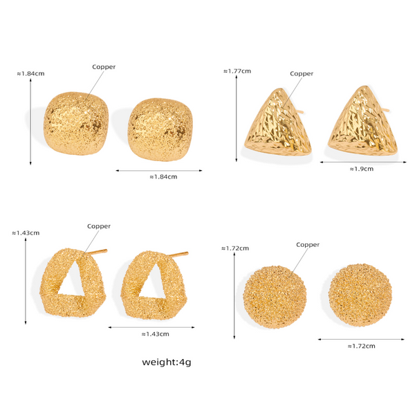 Gold Plated Geometric Stud Earrings