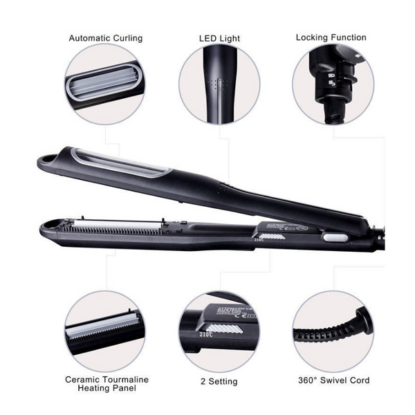 Elosung Gold Automatic Hair Crimper Professional Ceramic Styling Tool For Cornrow Textured Waves Straightening & Curling Irons