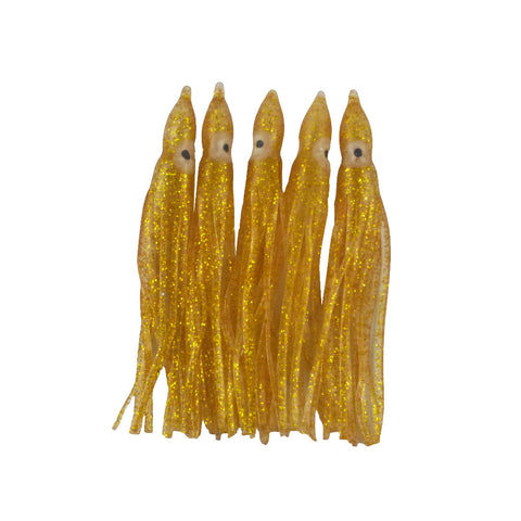 Swimerz Octopus Skirts 100Mm Gold Glitter 5 Pack Baits & Lures