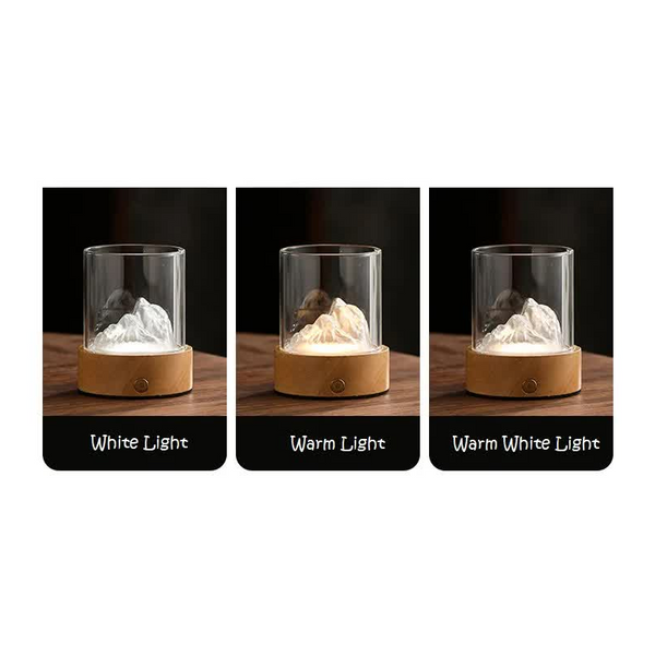 Gold Led Glass Night Light With Mountain Design Usb Rechargeable Night Lights