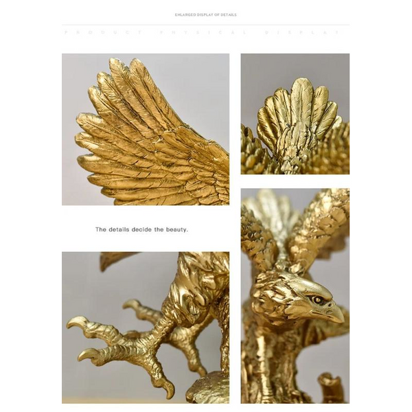 Home Figurine Golden Eagle Statue Medium Resin For Living Room Decoration Accessories Sculptures & Figurines