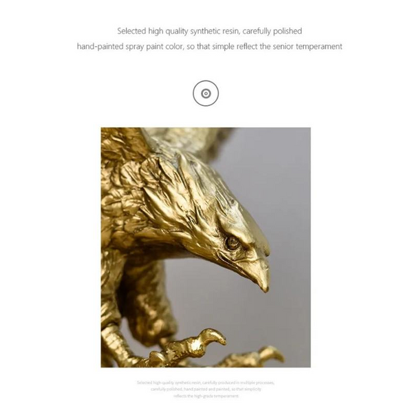 Home Figurine Golden Eagle Statue Medium Resin For Living Room Decoration Accessories Sculptures & Figurines