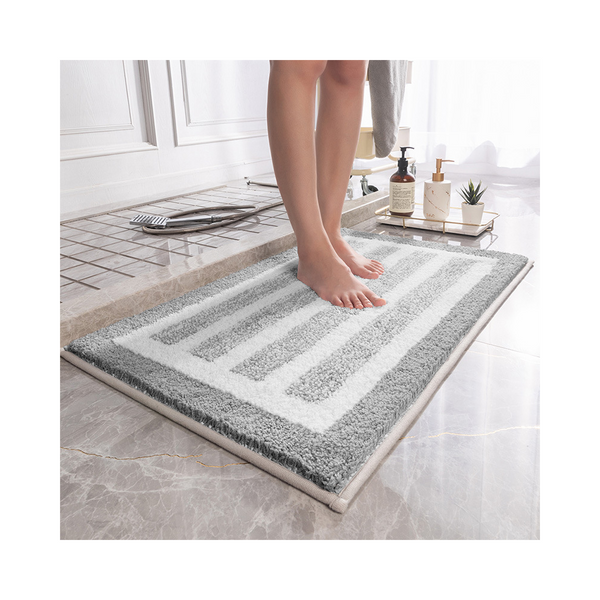Gray Stripes Absorbent Striped Bathroom Rug Non Slip Mat Shower Entrance 60X90cm Bath Mats Rugs & Toilet Covers