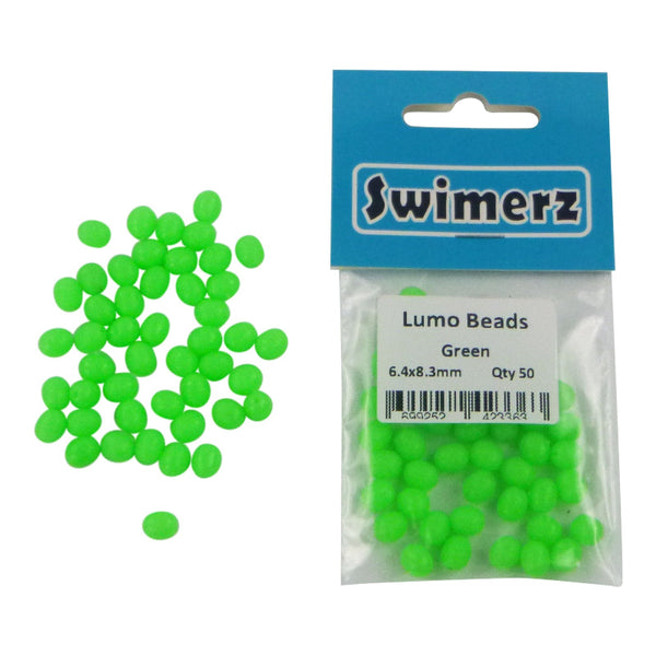 Swimerz 6.4X8.3Mm Lumo Oval Beads Green 50 Pack Other Terminal Tackle
