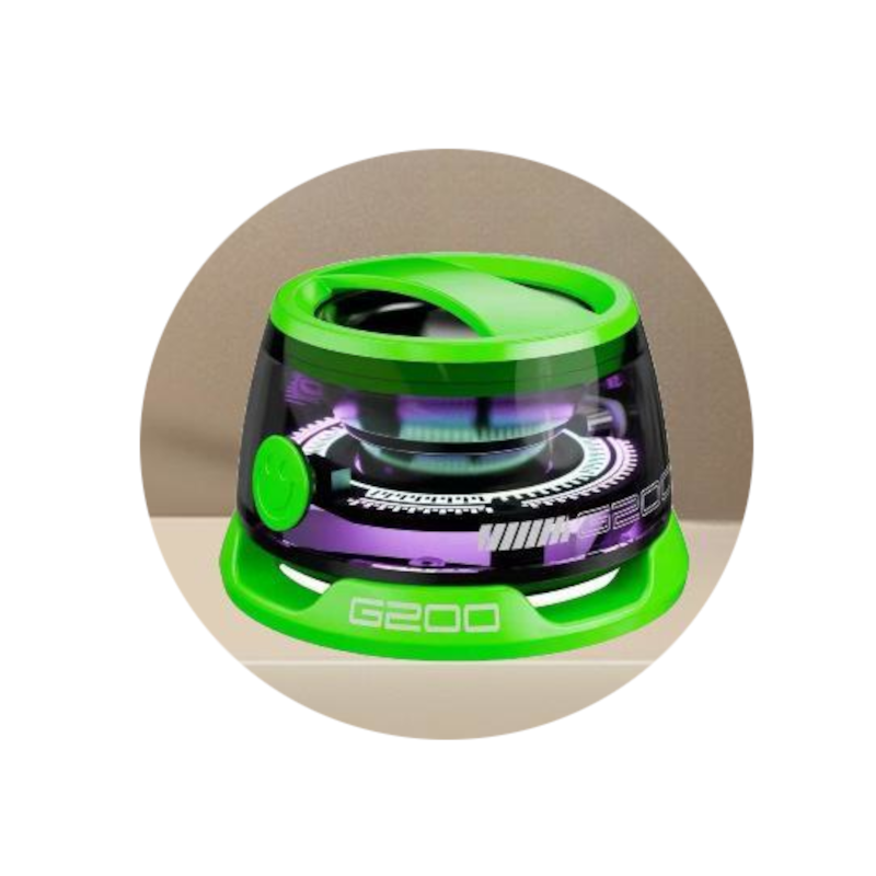 Green Mini Bluetooth With Magnetic Base High Quality Bass And Surround Sound Colorful Ambient Lighting Usb Rechargeable 6 Hour Battery Life Audio Dock