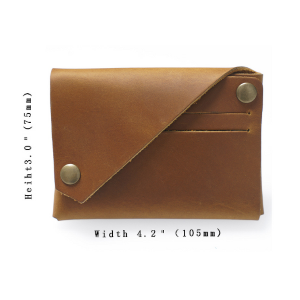 Green Genuine Leather Mini Wallet Minimalist Handmade Card Holder & Coin Purse For Men And Women Retro Cowhide Snap Wallets