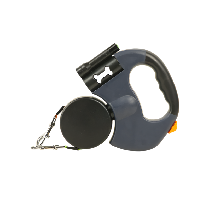 Grey Replaceable Battery Dog Leash With Flashlight Ideal For Night Walks Suitable Small To Large Breeds Leads & Head Collars