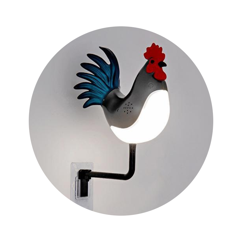 Grey Usb Rechargeable Rooster Wall Lamp With Sound Aromatherapy And Decorative Design Creative Nightlight For Bedroom Corridor Lamps