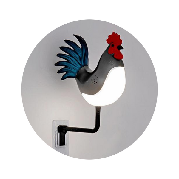 Grey Usb Rechargeable Rooster Wall Lamp With Sound Aromatherapy And Decorative Design Creative Nightlight For Bedroom Corridor Lamps