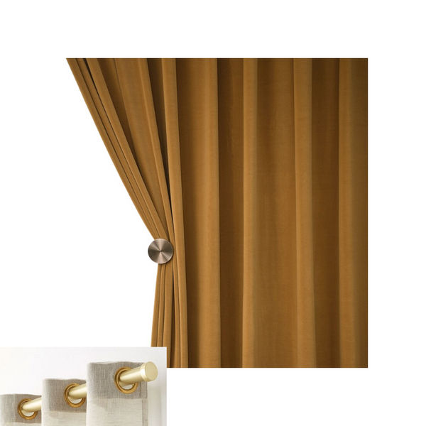 150 Centimetre Mustard High Quality Modern Velvet Blackout Curtains Living Room Bedroom Dining Curtains & Drapes