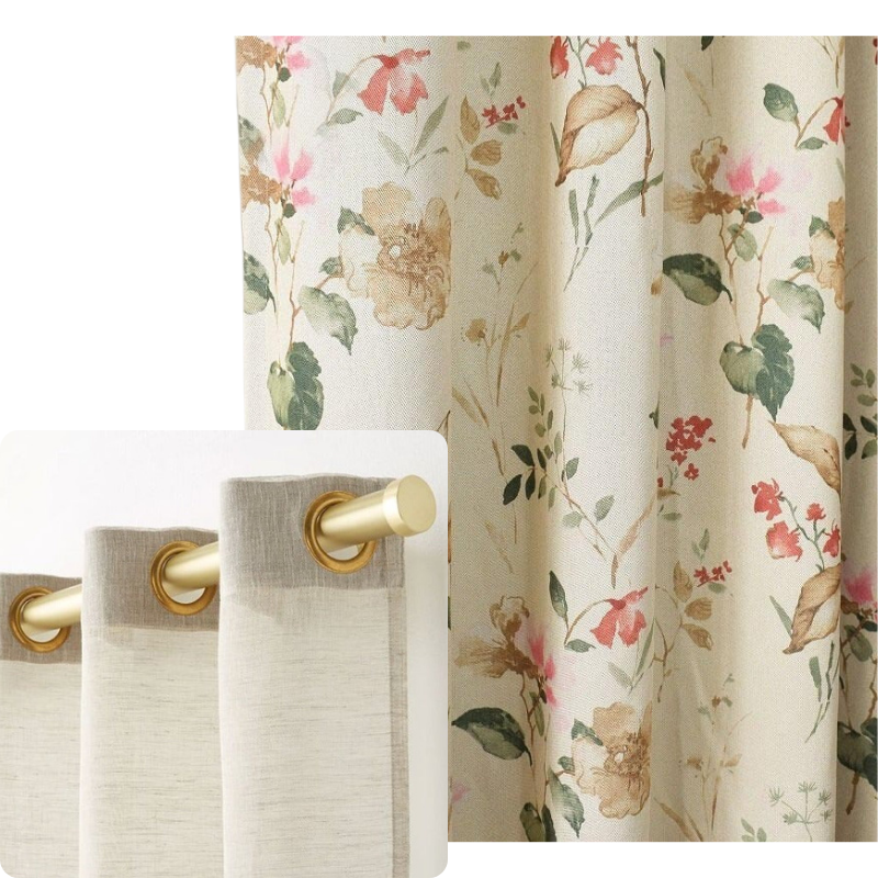 150 Centimetre Curtain Beige Flower Design Modern Luxury Retro Style Texture Curtains & Drapes