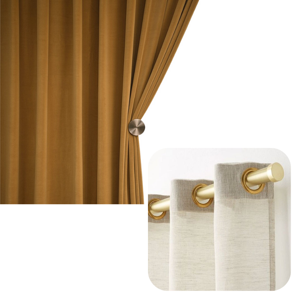 100Cm Mustard High Quality Modern Velvet Blackout Curtains For Living Room Bedroom Dining Curtains & Drapes