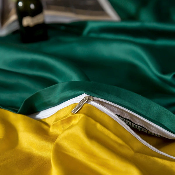 Duvet Comforter Set Queen Deep Green Yellow Egyptian Cotton Thick Blanket Bedspread Comforter Sets Queen