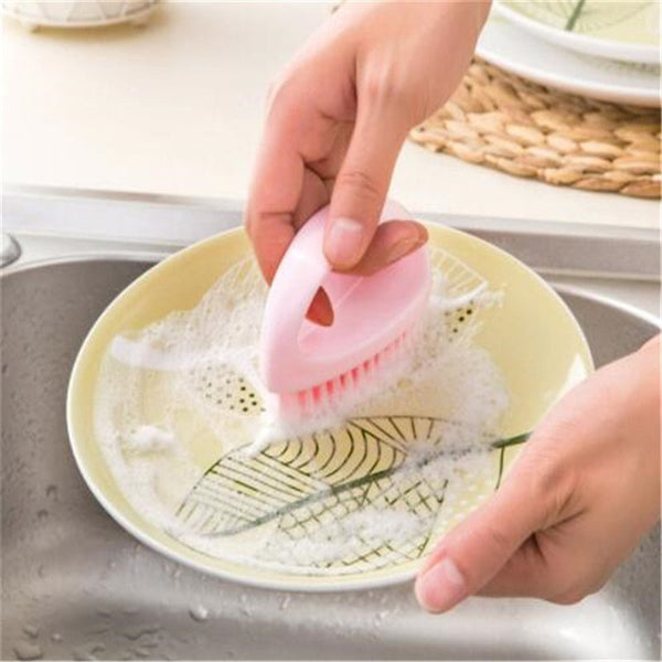 Laundry Brush Pink Multi Functional Cleaning Washing Flexible Scrub For Bathroom Kitchen Cleaning Brushes