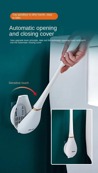 Toilet Brush Green Silicone Wall Mounted Soft Bristles Bathroom Cleaning Tool Toilet Brushes & Holders